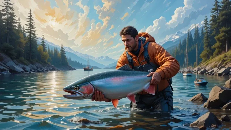 Salmon Fishing near Portland, Oregon